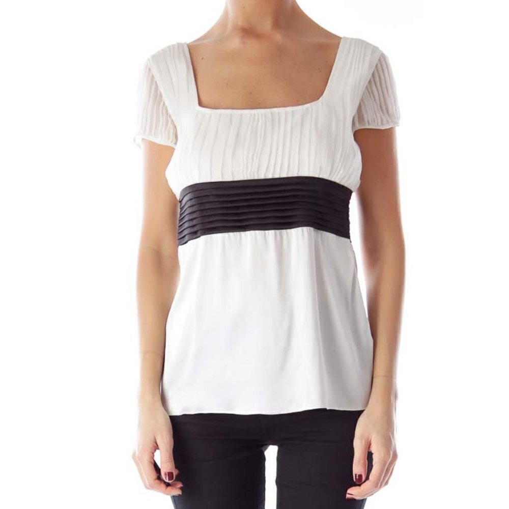 Bally Cream & Black Sash Silk Blouse
